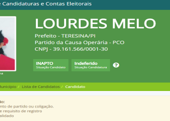 Lourdes Melo tem candidatura indeferida e está fora da disputa pela PMT